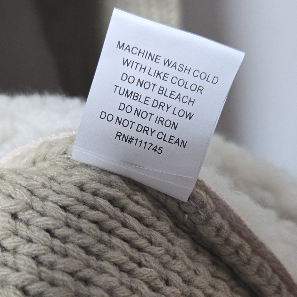 NWT WD.NY Duster Jacket Beige Cardigan Size Large Faux Sherpa Cream Tan Fall - Picture 7 of 10